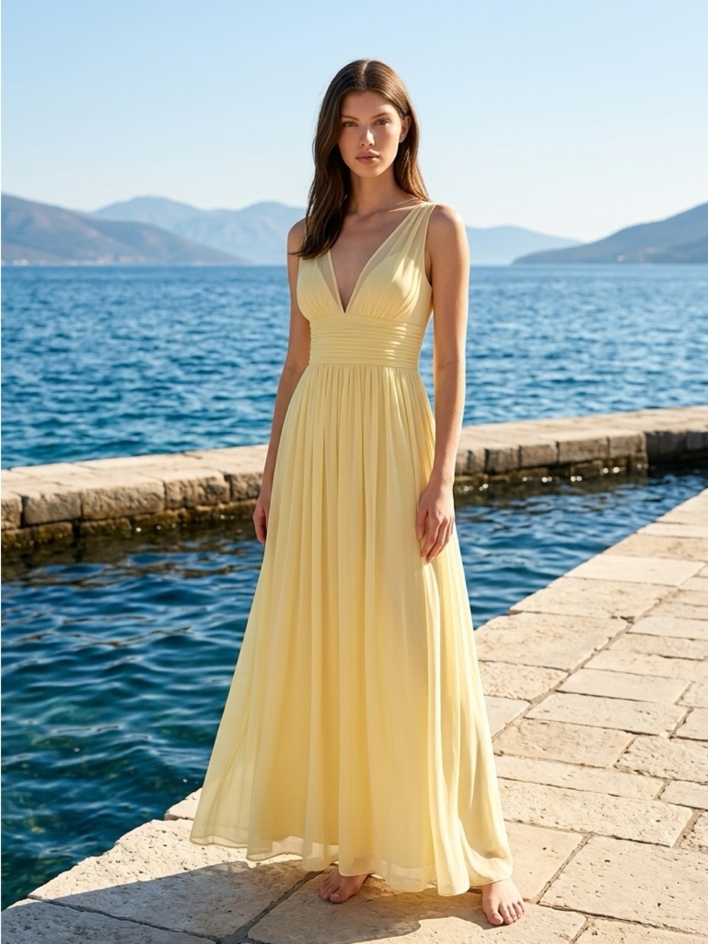 SALE Ralph Lauren Butter V-Neck Maxi Dress